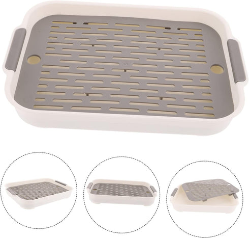 10.62X7.40X1.57 Inch Rabbit Litter Box Rectangular Small Pet Toilet with Raised Fence Non-Slip Bottom for Bunny