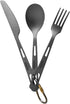 Titanium Utensils Set, Ultra-light Spoon Fork Knife with Carabiner for Camping and Travel