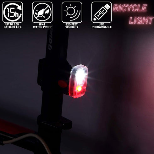 Mudder Rechargeable LED Running Lights for Runners - USB Clip on Strobe Bicycle Tail Lamps with 5 Modes