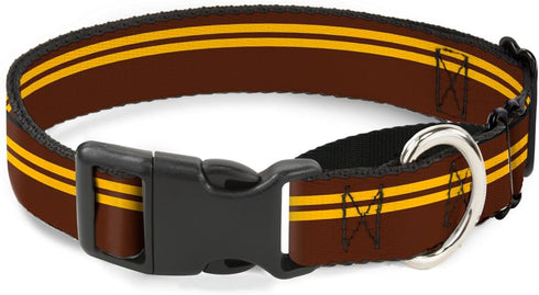 Buckle-Down Martingale Dog Collar, Racing Stripe Brown/Gold, 1.5" Wide, Fits 18-32" Neck Size, Large