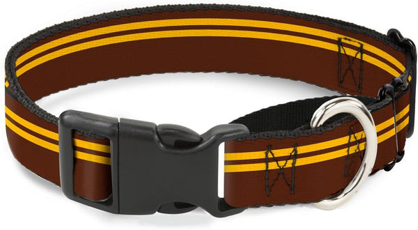 Buckle-Down Martingale Dog Collar, Racing Stripe Brown/Gold, 1.5" Wide, Fits 18-32" Neck Size, Large