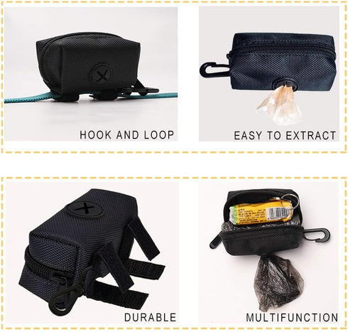 2 Pack Dog Poop Bag Dispenser - Leash Pet Dog Waste Bag Holder in Black