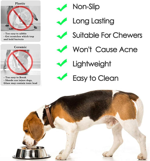 Steel Dog Bowls, 8oz to 48oz, Cat Bowl Water and Food with Rubber Base for Small/Medium/Large Pets