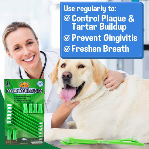 Bodhi Dog Toothbrush Combo Pack - Soft Finger & Dual-Ended Brushes for Dogs & Cats, Ideal for Dental Care (6 Long & 6