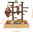 vibriskape Bird Playground, Natural Wood Bird Play Stand with Stand Perch, Swing, Toy, Two Food Cups, and Removable