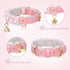 PetsHome Premium PU Leather Cat and Dog Collar, Adjustable, Cute Pearl, Beautiful Lace, Small Pink
