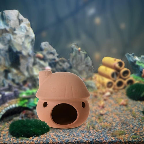 YXQ Aquarium Decorations, Ceramic Mushroom House for Fish Tank, Natural Hiding Place for Shrimp/Goldfish
