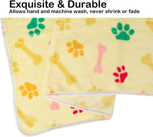 Dono 1 Pack 3 Dog Blankets, Soft Fluffy Fleece Pet Blanket, Warm Sleep Mat, Paw Print Design