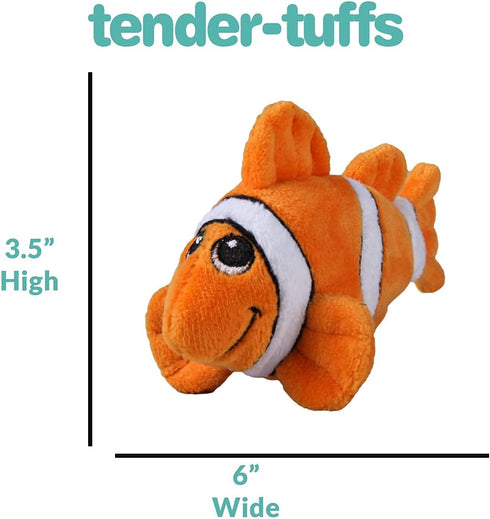 Snuggle Puppy Tender-Tuffs Small Dog Toy - Orange Clownfish for Small Breeds with Puncture Resistant Squeaker
