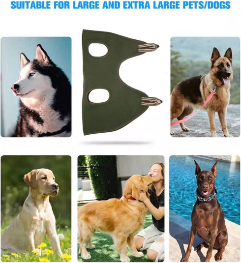 10 in 1 Pet Grooming Hammock Harness with Nail Clippers, Trimmer, Comb, XXL/Under 120lb, Khaki Green