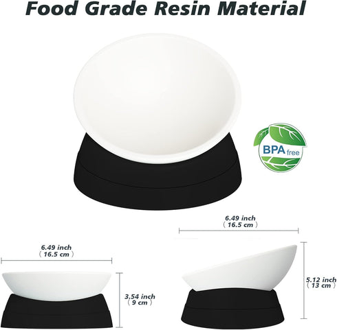 2Pcs Elevated Cat Food Bowl - Adjustable Anti-Slip Raised Dish for Indoor Cats - 17 Oz