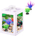 Small Mini Betta Fish Tank, Stackable Cube Tank with Decor and Ant Feeding Case (White)