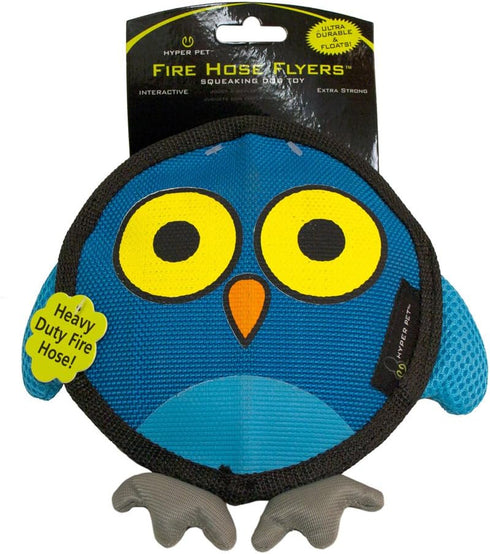 Hyper Pet Firehose Flyers Owl Durable Squeaky Dog Toy, Grey, 7.5 x 1.2 x 8.2 inches