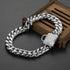 Pet Dog Collar - Top Stainless Steel Training Collar, 14mm Silver Tone Cuban Curb Chain, with White Zirconia Lock (22in)