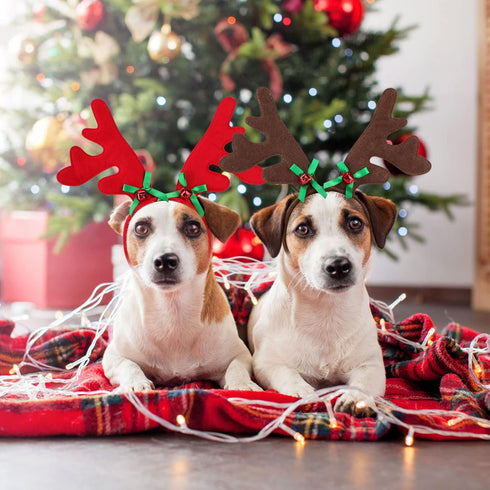 BWOGUE 2 Set Dog Elk Reindeer Antler Headband for Christmas Pet Costume, Accessories for Small and Medium Dogs Cats