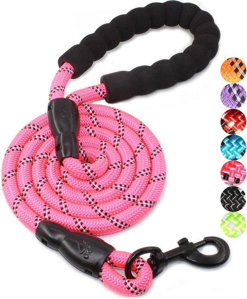 BAAPET 2/4/5/6 FT Dog Leash with Comfortable Padded Handle and Reflective Threads for Small Medium Large Dogs, Pink
