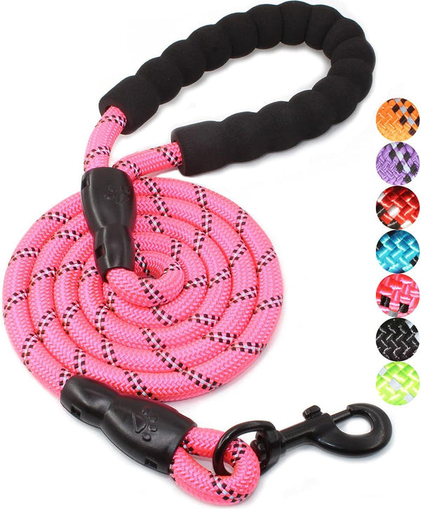 BAAPET 2/4/5/6 FT Dog Leash with Comfortable Padded Handle and Reflective Threads for Small Medium Large Dogs, Pink