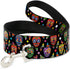 Buckle-Down Pet Leash - Colorful Calaveras Black/Multi Color, 4 Feet Long