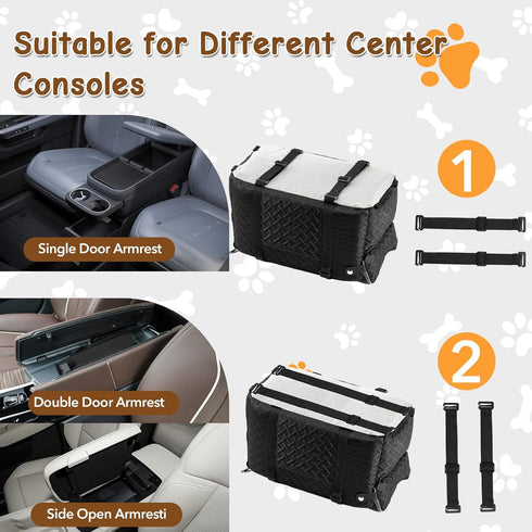 15 lbs) Center Console Dog Car Seat for Small Dogs Cats (Up to - Washable, Foldable Pet Booster Seat with Safety Hooks