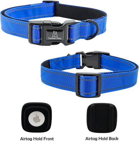 Lionheart glory Airtag Dog Collar, Reflective Adjustable Soft Classic Collar for Medium Dogs, Pet Gift