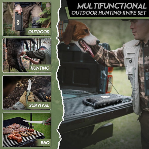 Purple Dragon Hunting Knife Set, Deer Hunting Gear Butcher Game Processor Field Dressing Kit