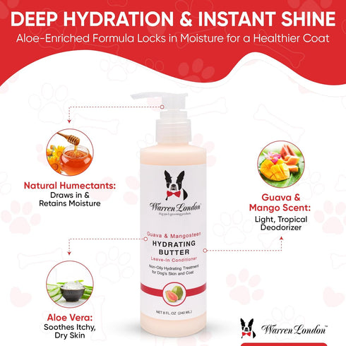 Hydrating Butter Leave in Pet Conditioner for Dogs - 8oz, Aloe Puppy & Dog Conditioner for Skin and Coat by Warren