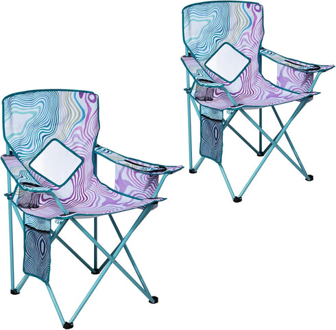 Nazhura 2 Pack Folding Camping Chair with Cooler Pouch, Mesh Backrest and