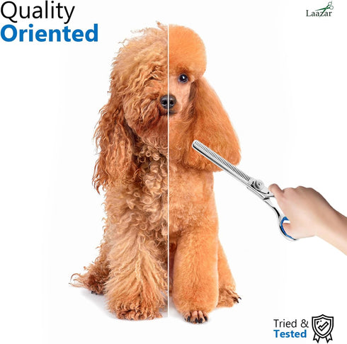 6.5 42 Laazar Pro Shears Thinning Pet Grooming Shear - Teeth Scissors for dogs cats and pets