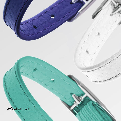 CollarDirect Leather Cat Collar, Kitten Collar with Removable Bell, Black Blue Red Orange Lime Green