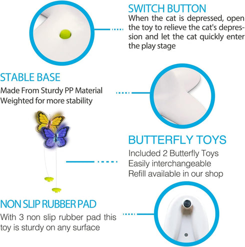 ALL FOR PAWS Cat Toys Interactive Butterfly Flutter Bug Cat Automatic Toy Stimulating Kitty Toys Enrichment for Indoor