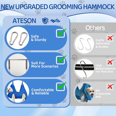 Hammock Trimmers Trimming Dog Grooming for Large & Giant Dogs, Pet Grooming Sling with Nail Clippers, & Scissors