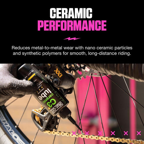 C3 120 Muc-Off Ceramic Dry Chain Lube, Milliliters - Premium Bike Chain Lubricant with UV Tracer Dye - Formulated