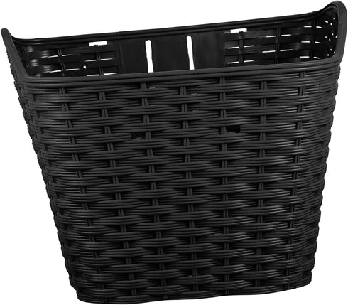 NOLITOY Bike Front Carrier Basket Braided Plastic Bike Vegetable Basket Black Retro