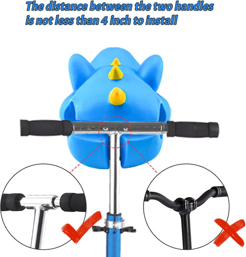 Kids Scooter Accessories for T-Bar Handle Scooter/Bike - Unicorn Dinosaur Head Decoration with Streamers