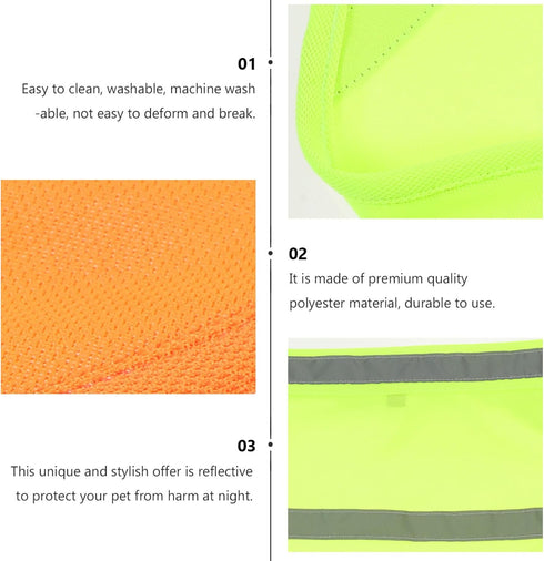 POPETPOP 2pcs Pet Triangle Towel Bibs, Orange Reflector Vest for Night Walking, Small Dog Safety