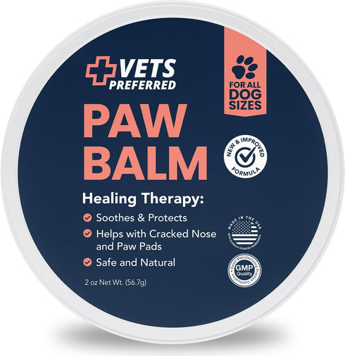 Vets Preferred Paw Balm Pad Protector for Dogs, Heals and Moisturizes Dry Noses and Paws, 2 Oz