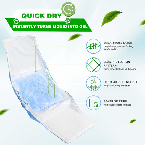 150ct 150pcs) Dog Diaper Liners Super Soft and Absorbent Dog Diaper Booster Pads for Male Dog Belly Bands or Female Dog
