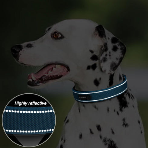 PetiFine Neoprene Padded Dog Collar, Heavy Duty with Durable Metal Buckle, Reflective Adjustable for Small Medium Large