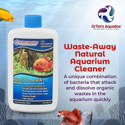 DrTim's Aquatics Freshwater Waste-Away, Natural Fish Tank & Aquarium Waste Management Solution, 4 oz. Treats 120 gal.