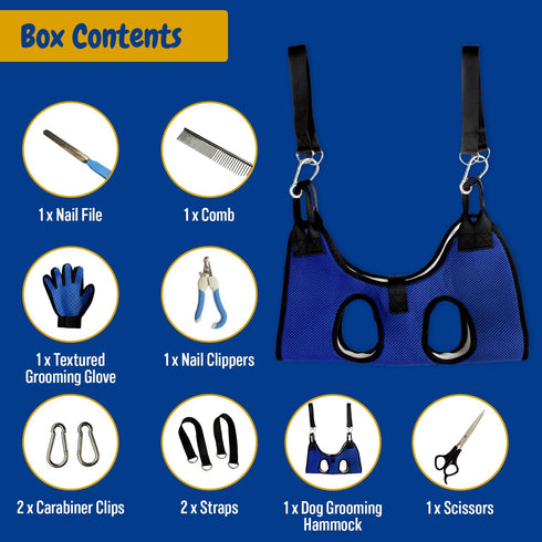 Generic Hammock Dog Grooming for Small Dogs - Pet Grooming Harness with Nail Clippers, Nail File, Scissors, Comb