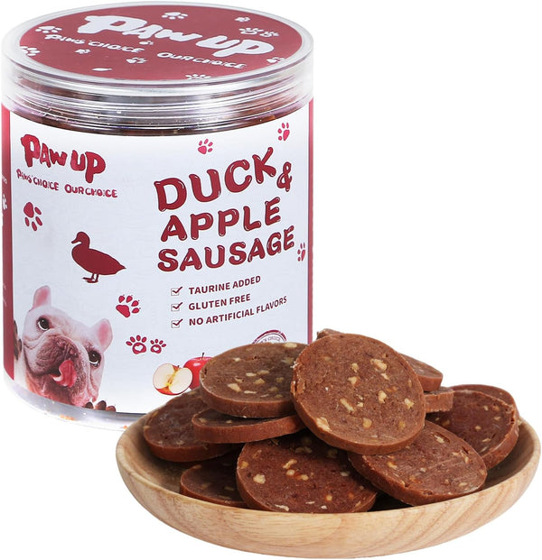 PAWUP Duck Jerky Dog Treats Duck & Apple Sausage Slices, Training Treats