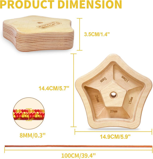 POWER GUIDANCE Hangboard Climbing Finger Board Climbing Board to Strengthen The Climbing Grip Made of Wood for Indoors