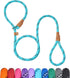 5 FT Heavy Duty Slip Lead Dog Leash for Small Medium Large Dogs, No Pull Training with Reflective Thread, Teal Stripe,
