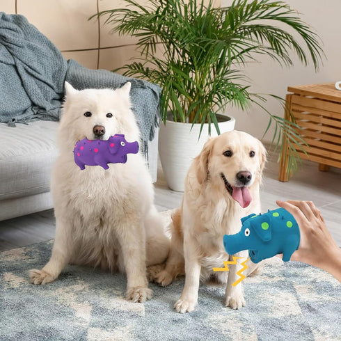 Andiker Dog Squeaky Toy, Dots Latex Chew Toys with Oinks Sound, Durable 8" Dog Squeeze Toy for Boredom
