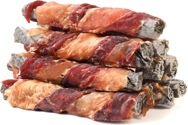 Dog Treats, Chicken Duck Wrapped Cod Skin Sticks, Rawhide Free, Grain Free Chewy Treats for Healthy Teeth, 9-10 Counts
