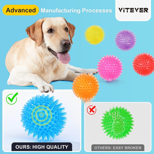 VITEVER 8 Colors 2.5” Squeaky Dog Toy Balls, Puppy Chew Toys for Teething, Durable Balls for Teeth Cleaning - Safe, BPA