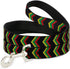 Buckle-Down Pet Leash - Chevron Weave, Black/Rasta, 4 Feet Long, 1" Wide