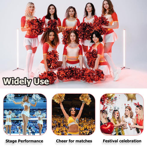 Hooshing 2/6/12PCS Cheerleading Pom Poms with Baton Handle for Team Spirit Sports Dance Cheering