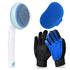 GJEASE Cat Grooming Glove Brush, Self-Cleaning Slicker Pet Brush for Short and Long Haired Pets, Dog Bath Brush