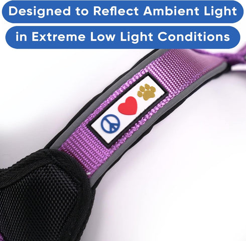 Pawtitas Padded Dog Harness, Reflective Dog Vest for Comfort Control, XS Extra Small Orchid